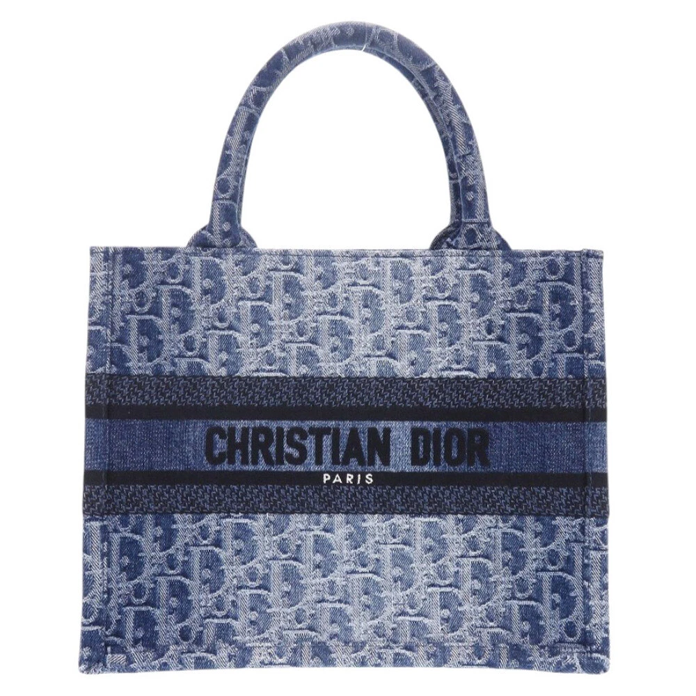 AUTHENTIQUE petit sac fourre tout Christian Dior livre oblique bleu denim