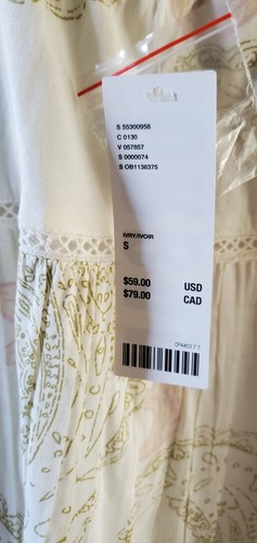 NWT Urban Outfitters Paisley Ivory Tiered Mini Swing Dress Size Small - Picture 9 of 12