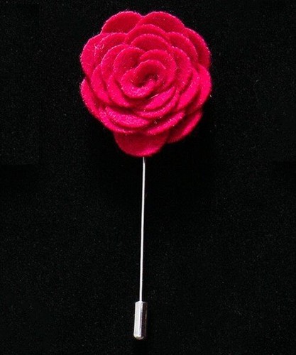 Solid Velvet Flower Pins - 18 Colors Shirt Collar Lapel Pin Mens Suit Accessory - Picture 40 of 40
