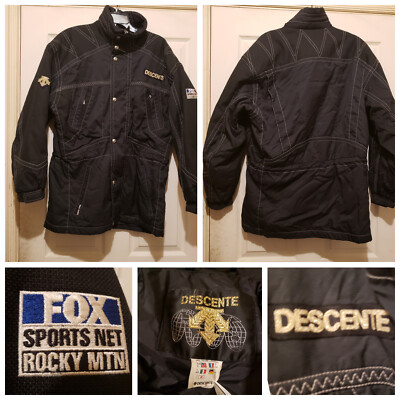 Descente Ski Jacket Mens Small Black Fox Sports Performance Full Zip Snow Coat
