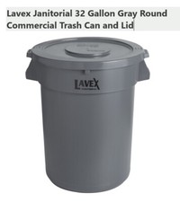 32 Gal Heavy Duty Gray Garbage / Trash Can with Lid  Handles