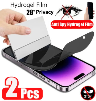  2X Privacy Hydrogel Sicht Schutz Folie Anti Spy für iPhone 13 14 15 Pro Max 