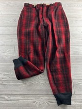 Vtg WOOLRICH 60s Buffalo Plaid Wool Hunting Pants Red Black Read Descr