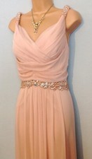 CACHET (DESIGNER) (16) Peach Beaded Full Length Evening Dress / Wedding / Cruise