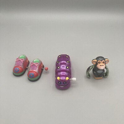 WIND-UP Plastic Toy Lot - Sneakers/Monkey/Caterpillar