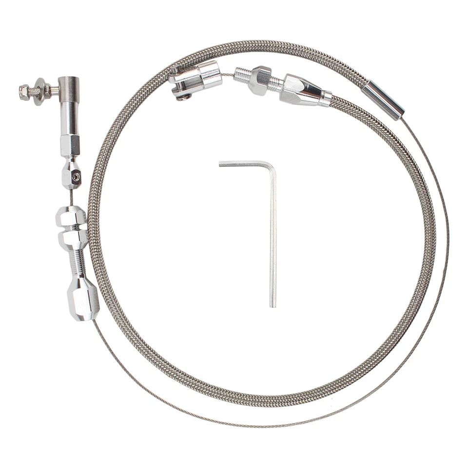 Cable de acelerador de acero inoxidable de 24 pulgadas trenzado para Ford Mustang 302 1986-93 5,0 L Foto 2 de 4