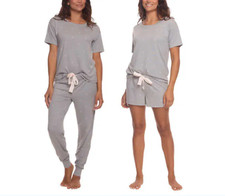 NWT Felina Women's 3 Piece Pajama Set Lounge Set Gray Stars Size L 75 FLD215