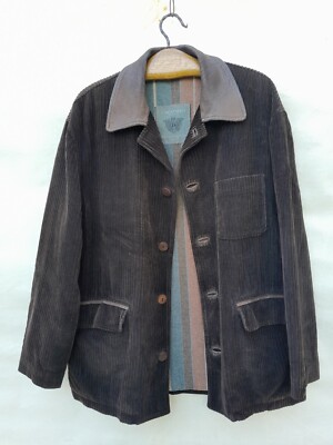 Caramelo Jeans Corduroy Jacket Mens Large Brown Blanket Lined Over Coat