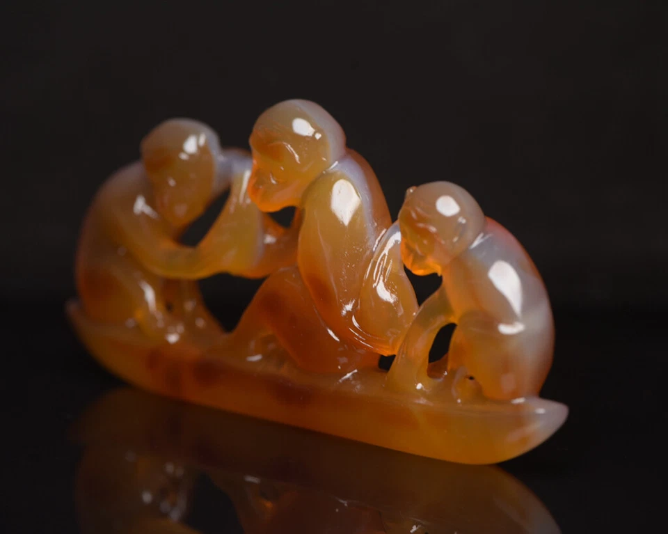 Certified Natural Agate Hand-carved Exquisite Monkey Statue 27474 - Image 3 of 4