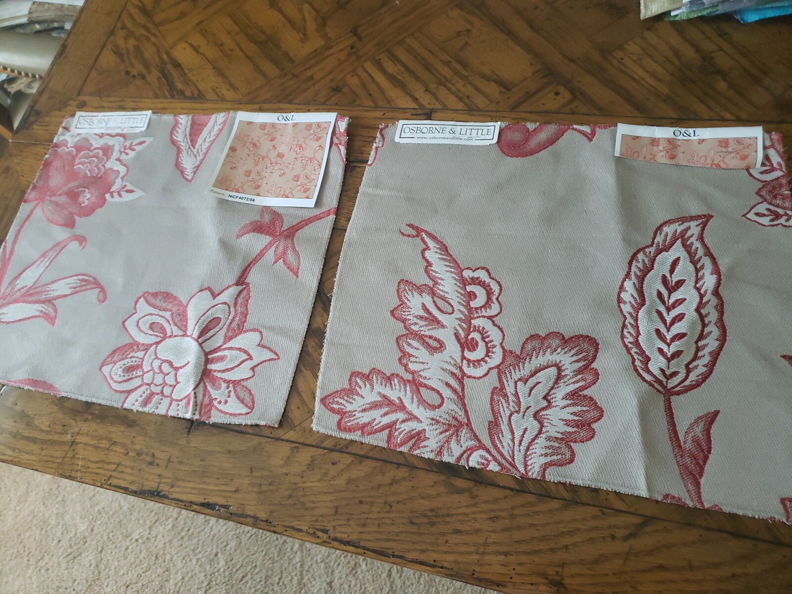 (2) NINA CAMPBELL / OSBORNE & LITTLE Fabric Remnants CELENDIN