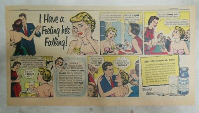 Bromo-Seltzer Ad: I Have A Feeling He's Falling !  1950's Size: 7.5 x 15 inches