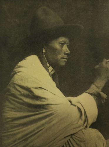 Vintage Native American Man Smoking Original Photogravure 1908 'The Cigarette'