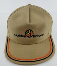 Vintage Golden Harvest Seeds Snapback Hat Cap Farm Corn Agriculture Tan