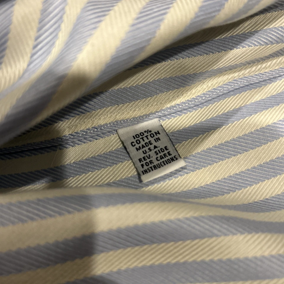 Rufus Vtg USA Made Mens XL Blue White Striped Button Up Dress Shirt B26 - Image 4 of 4