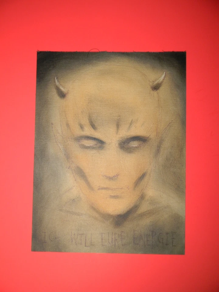 ORIGINAL  TOMENTED ALEXANDER X Horror Dark Art Demon Oil Acrylic Painting OOAK - Image 4 of 4