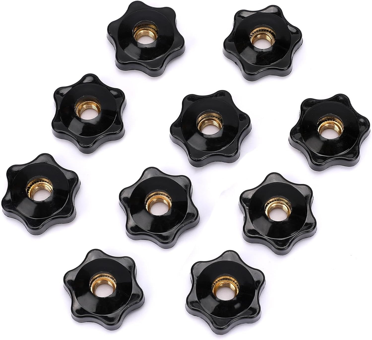 Mozeat Lens 10 Pack 6 Star Knobs 1/4 Inch 20 Female Threaded Hexagon Head Thru K