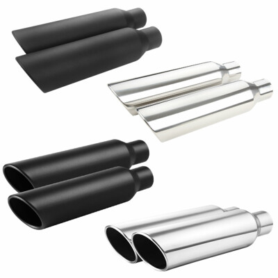 Universal Angle Cut Stainless Steel Exhaust Tips 2.5'' Inlet 4'' Outlet 2Packs