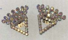 Vintage Pair of Shoe Clips Aurora Borealis Rhinestones Crystals Loafers