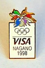NAGANO 1998 WINTER OLYMPICS LOGO / VISA SPONSOR PIN — photo 1