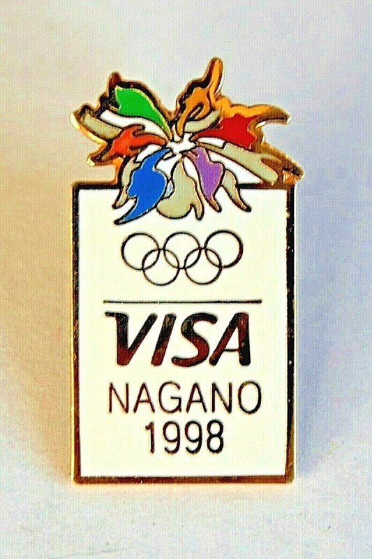 NAGANO 1998 WINTER OLYMPICS LOGO / VISA SPONSOR PIN