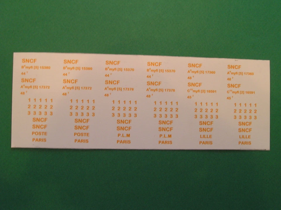 TRAIN.ECHELLE O.DECALCOMANIES.IMMATRICULATIONS VOITURES VOYAGEURS.TYPE NORD.SBB - Photo 1/1