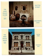 LOT OF 2 Dayton Ohio John Hauck House exterior living room unused postcards