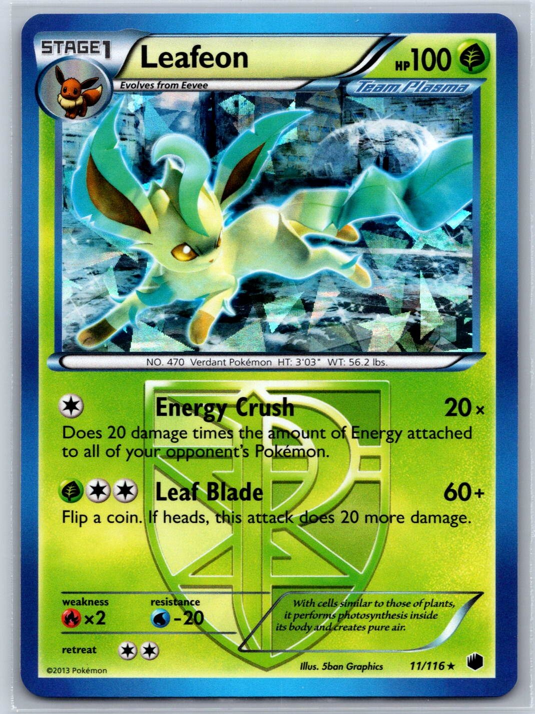Leafeon (Cracked Ice) Plasma Freeze 11/116 Rare Pokemon Card NM