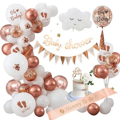 Babyparty Deko Neutral Rosegold Babyshower Dekorationen Oh Baby Balloons Mummy