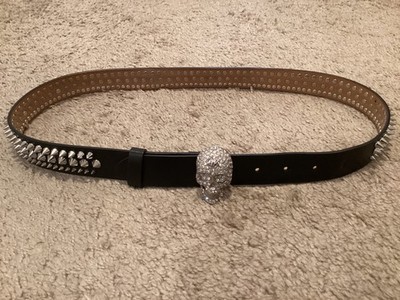 PHILIPP PLEIN Leather Belt Skull 3cm Size 85