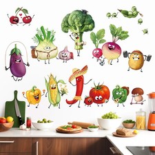 Kitchen Food Wall Decals Cartoon Vegetables Wall Stickers Kitchen Dining Room...