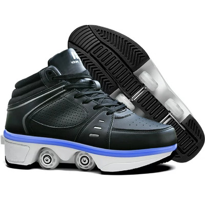 KOFUBOKE 2-in-1 Roller Skate Shoes, Black, 5.5