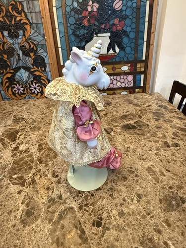 Statuina bambola arte unicorno ceramica vintage OOAK fantasia decorazione costume - Foto 10 di 18