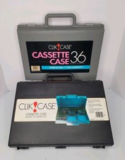 CLIK CASE Cassette 36 Hard Shell Handles Set Of 2 Gray Black Vintage 1993