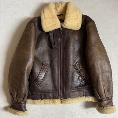 Schott B-3 Real Mouton Bomber Lamb Leather Flight Jacket Size 40 Brown US Made
