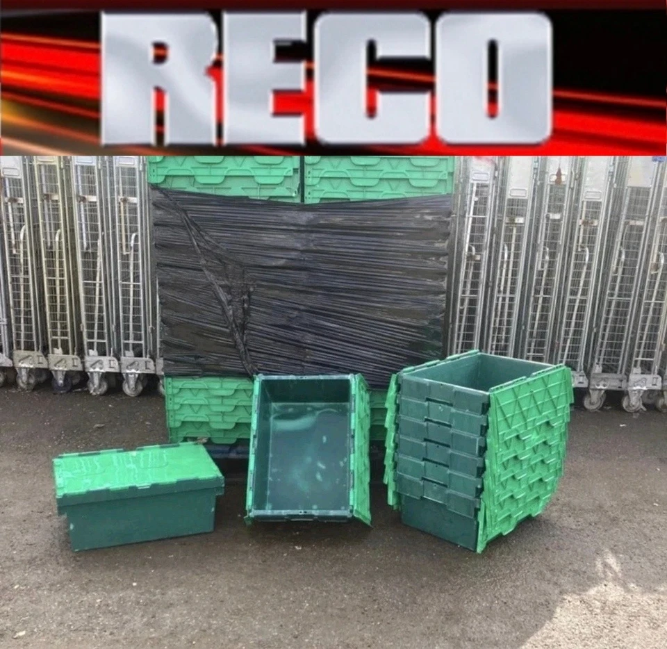 5 x USED TOTE BOX / ATTACHED LID CONTAINER / CRATE 600x400x250mm VGC 50L - Image 3 of 3