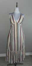 EN CREME Maxi Dress Women’s Small Multicolor Striped Boho Sleeveless NWT