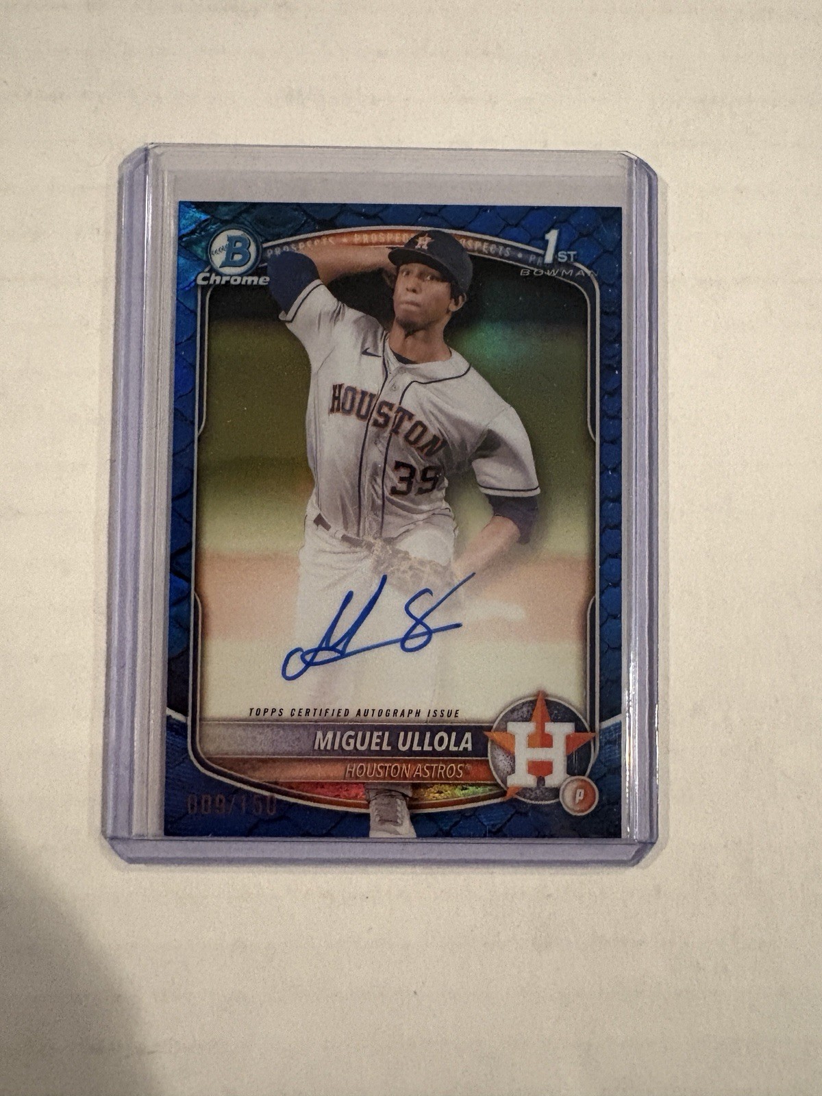 2025 Bowman Chrome Miguel Ullola 1st Reptilian Blue Refractor Auto /150 Astros