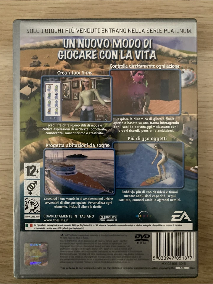 🎮 The Sims 2 PS2 Platinum PAL ITA Gioco Usato Testato ✅ Completo & FUNZIONANTE - Immagine 2 di 4