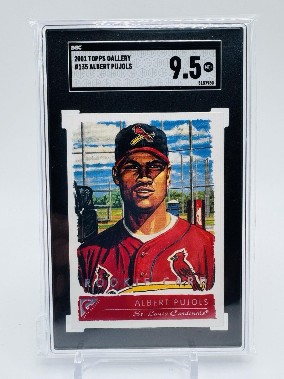 BGS 9.5 GEM MINT PUJOLS HOF ROOKIE 2001 TOPPS GALLERY #135 ALBERT PUJOLS