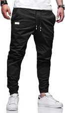 Men's Black Outdoor Jogger Casual Drawstring Pants Slim Cargo Size Medium NWT