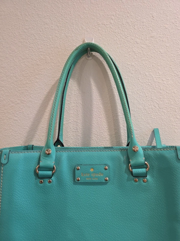 Bolso de hombro/tote Kate Spade Wellesley Quinn azul turquesa triple compartimento Foto 2 de 4
