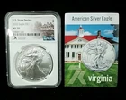 2022 VIRGINIA S$1 American Silver Eagle NGC MS 70 US STATE SERIES #6441