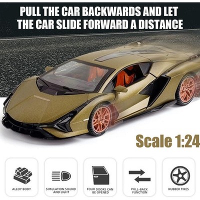 Scale 1:24 Lamborghini Sian FKP 37 Zinc Alloy Diecast Model Open Doors Toy Gift