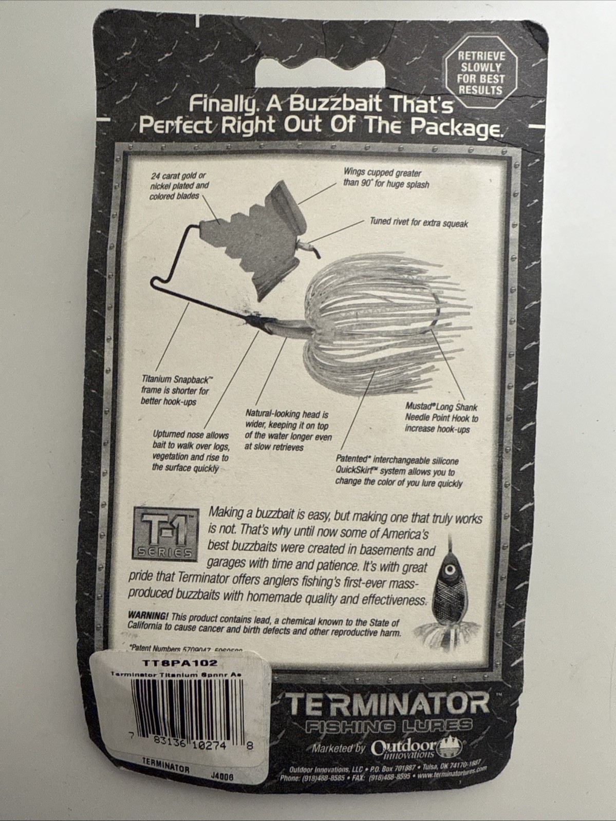 Terminator T-1 Titanium Buzzbait DISCONTINUED Fishing Lure, Jimmy Houston - Image 2