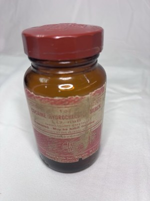 Vintage Merck & Co. Cocaine Hydrochloride U.S.P. Flakes 1 oz. Empty Bottle