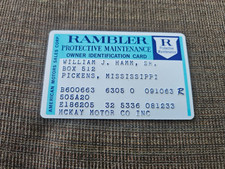Amc Nos Id Card 1963 Rambler Dash Glovebox Dealer 1st Day Production Tulsa Ok Amc Nos Id Card 1963 Rambler Dash Glovebox Dealer 1st Day Production Tulsa Ok