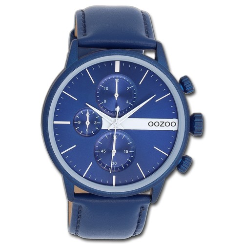 OOZOO Timepieces C10814 Orologio Uomo, Cassa 42mm, Cinturino In Pelle, Quadrante Analogico, Look Cronografo, Regalo