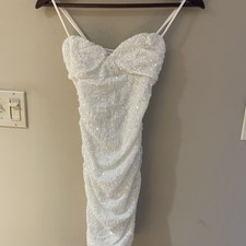 HELLO MOLLY WOMEN’S XS SEQUIN DRESS WHITE