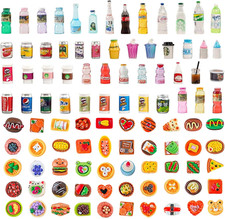 100 Pcs Miniature Food Set  Drink Bottles Realistic Resin Dollhouse Accessories
