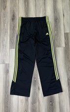 Adidas Sweatpants Mens L Black Track Training Athletic 3-Stripe Vintage Snap Leg